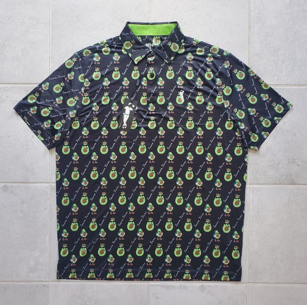 Grunk Dolfer Men's Medium Polo Golf Short Sleeve Sonora Farms Avocado Print Soft